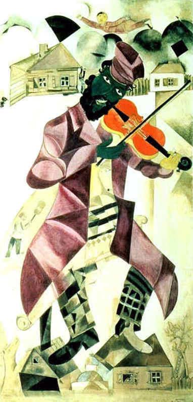 Panneau musical pour le Théâtre juif de Moscou tempera gouache et kaolin sur toile contemporain Marc Chagall Peintures à l'huile